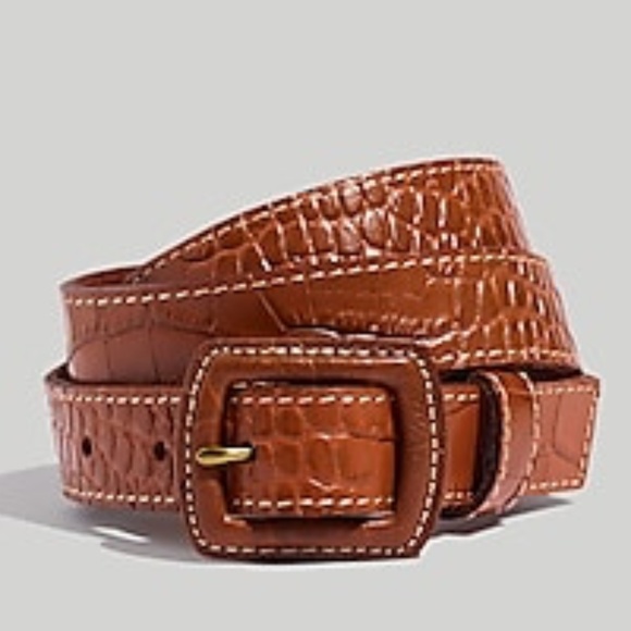 Madewell Other - NWT Madewell Sz XL BELT - brown CROC-EMBOSSED LEATHER COVERED BUCKLE BELT